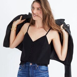 Madewell Black Silk Button Up Tank sz 8